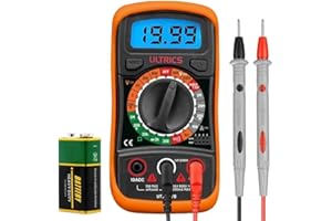 ULTRICS Multimetro Digital Profesional, Voltímetro Amperímetro Ohmímetro Probador Voltaje Continuidad, Medidor Corriente, Mini Multímetro Portátil con Pantalla LCD para Medir OHM AC DC Resistencia