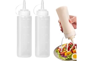 Abnaok 8oz Food Grade Plastic Squeeze Condiment Bottles with Cap for Sauce Bottle Seasoning Dispensers (2pcs)