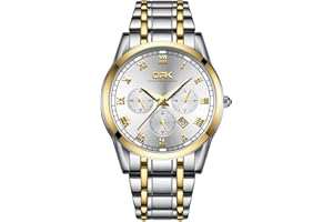 Basfur Montre-Bracelet pour Homme, Montre à Quartz analogique conçue à la Mode avec Affichage Calenda, Montre Classique pour Homme Qui Brille dans Le Noir avec Bracelet en Acier Inoxydable