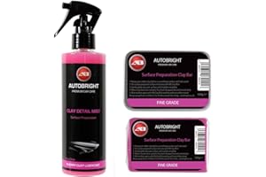 Autobright Pre Cleaning Car Wax Clay Mist 250ml & 100g Pink Fine Clay Bar Smooth Finish Detailing Kit