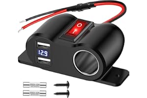 WIOONI 12V 120W Zigarettenanzünder Steckdose mit QC3.0 USB-A, 18W+18W Schnellladebuchse mit Voltmeter, Schalter und LED-Anzeige für 12-24V Auto, LKW, Boot, Wohnmobil