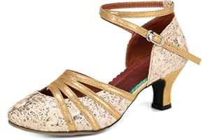 HIPPOSEUS Women's Latin Salsa Dance Shoes Closed Toe Ballroom Tango Salsa Contemporary Dance Shoes 053