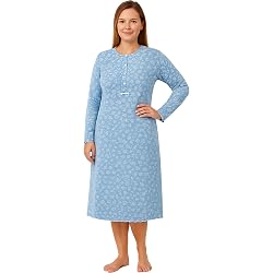 Zeitlos Camicia Da Notte Donna A Manica Lunga Con Fiori - 80% Cotone 20% Poliestere