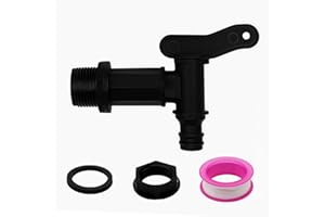 ALLY-MAGIC Auslaufhahn Rregentonne,3/4 Zoll Kunststoff Ersatzhahn,Heim Garten Wassertank Anschlüsse,Mit Dichtung Kontermutter Dichtband,Wasserhahn für Regenwassertonne Wassertank Regenfass E21PSLT