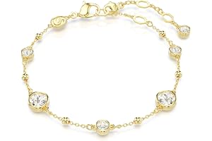 Swarovski Imber armband, rund skärning, vit, guldfärgad