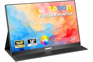 Yodoit - Monitor portatile 16”, 1920 x 1200, FHD, schermo IPS, display 16:10 con USB tipo C e altoparlanti integrati, con Smart Cover, compatibile con PC, laptop, MacBook, Xbox