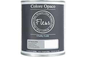 FLEUR DESIGNER'S PAINT | Pittura Chalk Paint Opaca, 750 ml, Senza Carteggiare, Multisuperficie, Colore F01 Titanium White, Effetto Gesso, Per Pareti e Mobili, Extra Opaco, Ad Acqua, Made in Italy