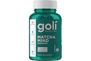 Goli Matcha Mind Gummies | 60 Count | Green Tea Leaves Powder with 250mg Cognizin for Focus, Attention & Brain Health | Vegan, Non-GMO, Gluten-Free, Gelatin Free