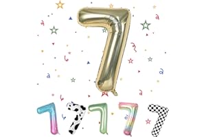 ONEHOUS Number 7 Balloon, Champagne Gold 7 Number Balloons, 40" Gold 7 Balloons, 7th Birthday Balloon for, Number 7 Light Gold Digital Balloons for 7th Birthday Decorations Graduation Anniversary Party