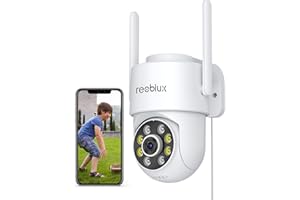 Reobiux 2K Outdoor Security Camera, 360° CCTV Camera Outdoor WiFi, Home Security Cameras with 30M Colour Night Vision, Motion Tracking, Two-Way Audio, IP66 Weatherproof, Works with Alexa