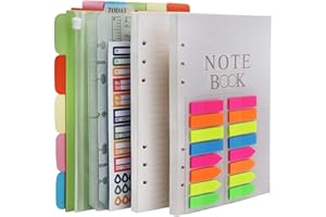HXRTANGS Set di Ricariche di Carta Formato A5, 2 Pacchi di Carta, 2 Pacchi di Divisori, 2 Pacchi di Schede Indice, Adesivi per Agenda, 2 Pacchi di Tasche da Legante, uno Righello Segnalibro, Lineari