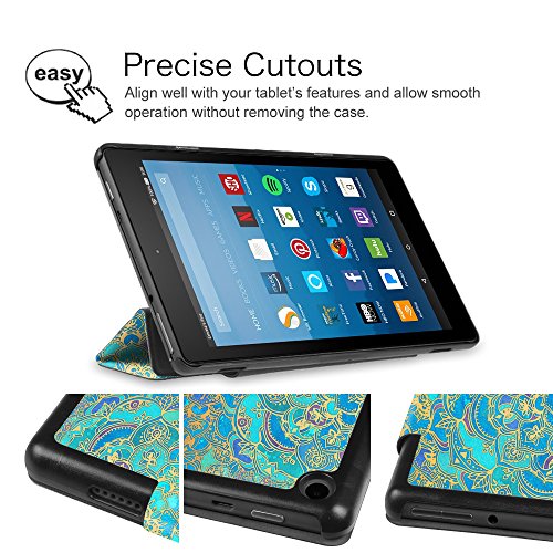 Fintie Hülle für Amazon Fire HD 8 Tablet (8-Zoll, 7. Generation – 2017) – Slim Cover Lightweight Schutzhülle Tasche mit Standfunktion und Auto Schlaf / Wach Funktion, Jade - 7