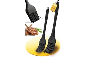 Pinceau Cuisine Silicone, Dimiff Pinceau Alimentaire, Résistante à la Chaleur Pinceau Patisserie Professionnel, sans BPA, Noyau en Acier Inoxydable Pinceau Silicone Cuisine |Grand+petit-26+21cm