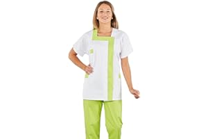 Hurry Jump Blouse Médicale Femme Infirmière Aide Soignante Col Carré Fermeture Pression 3 Poches