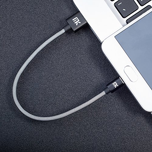 USB Typ C Kabel, MK PET Geflochtene Tangle-Free Hohe Geschwindigkeit USB-C auf USB-A Datenkabel Ladekabel für Neuen MacBook, ChromeBook Pixel, Nexus 6P / 5X und Andere Geräte mit Typ-C Steckverbinder (0.66ft / 0.2m, Schwarz) - 5