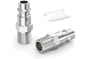 GASHER 2PCS 1/4 Inch Air Line Connectors, 1/4" BSP Male Thread Euro Airline Hose Compressor Fittings, Quick Connect Air Coupler Air Hose Fittings,Air Plug