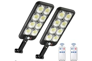 SENDALE 2 pack Luz Solar Exterior, Focos LED Exterior Solares Potente con Sensor de Movimiento, 200 LED Farolas Solares Impermeable 3 Modos Ajustables Lampara Pared para Jardín Patio