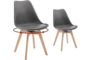 ‎WOLTU WOLTU Esszimmerstühle drehbar 2er Set, für Esszimmer, Moderne Küchenstühle, aus Massivholz Kunstleder, bis 120 kg belastbar, Grau