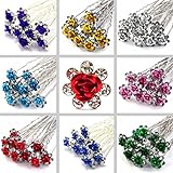 Bride Boutique Bridal Wedding Prom Silver Crystal Diamante Rose Flower Hair Pins Clips Grips