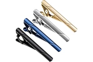 VIDSMOW EU 4 Color Tie Clips Men's Tie Accessories,Classic Copper Necktie Bar Clips with Strong Spring,Formal Business Tie Accessories for Wedding, Office, Gift,Stylish Slim Tie Bar for Men