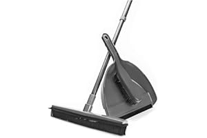 Peggy Perfect Gummibesen Rubber Broom Set. Teleskopbesen mit Abzieher & Kehrgarnitur. Haarentfernung, Tier-, Hunde-, Katzenhaare. Bodenbürste zur Reinigung von Teppichen und sämtlichen Bodenbeläge.