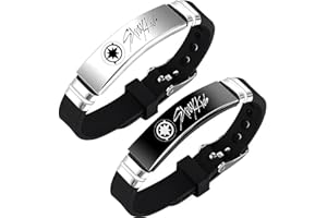 UENXRXE 2 Piezas Stray Kids Pulsera para Pulsera Ajustable,Pulsera de Silicona,Pulsera Kpop de la Calle para Niños,Merchandising para Niños,Pulsera de Regalo,Negro + Acero