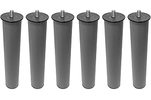 Somnia Descanso - Juego de 6 Patas de 25 cm de Altura Redondas Roscadas Metálicas para Somier o Base Tapizada, Robustas y Estables, Gris