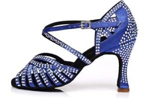 HROYL Zapatos de Baile Latino Mujer Salsa y Bachata Brillantes Zapatos de Baile de Salón,Modelo ESAF4350