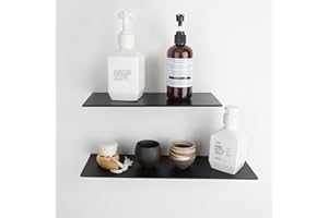 ‎WOMAMNY Womamny Duschregal, Duschablage Ohne Bohren, 2 Stück Badezimmer Regal 40cm & 30cm, Duschkorb Ablagen Aluminum Selbstklebender Wandregal für Bad Küche Wohnzimmer Zimmer, Schwarz