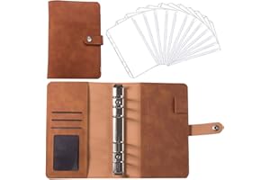 CATTY Raccoglitore Notebook, Portadocumenti in Pelle PU, A6 Raccoglitore, Raccoglitore ad Anelli A6, con 12 Buste con Cerniera a Fogli Mobili, per francobolli e altri piccoli oggetti, per Scuola Domestica