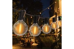 FORTAND Catena Luminosa Esterno, 20M 50+4 Plastica G40 LED Lampadine Luci da Esterno Giardino Impermeabile Luci Stringa Lampadina Bianco Caldo Infrangibile Filo Lampadine Esterno & Interni Decor per Giardino