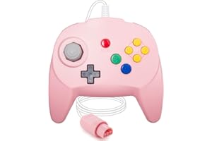 miadore Controlador N64 Palanca de mando con cable para juegos compatible con la consola N64 (Rosa)