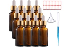 ‎TUAKIMCE TUAKIMCE 12PCS 30ML Pipettenflasche Tropfflasche mit Glaspipette Amber Boston Glasflaschen Apothekerflasche Tropfpipette aus Braunglas Set für Ätherische Öle Parfüm Öle Duftöl Aromatherapie