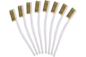 FOGAWA 8 Pieces Small Wire Brush Brass Brush 3D Printer Cleaning Set Mini Wire Brush Set Brass Wire Brush with Plastic Handles for Cleaner Dirt Welding Slag Rust