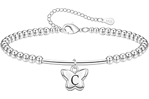 Astellea Braccialetto con Farfalla e Iniziale in Argento 925 per Ragazza o Donna, Un Raffinato Regalo di Compleanno o Natale per Amica Sorella Figlia Madre o Collega