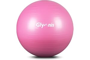Glymnis Piłka gimnastyczna do siedzenia 55 cm 65 cm 75 cm gruba piłka do pilatesu w zestawie z pompką powietrzną, wytrzymała, maksymalne obciążenie 300 kg, do domu, na siłownię, do biura