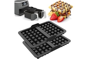 ROMANVIC Ninja Heißluftfritteuse Zubehör,2 Stück Ninja Airfryer Zubehör mit Ninja AF400EU, AF451EU, SL400EU, und AF500DE, Doppelt Backschaleneinsatz aus Silikon, Belgische Waffeleisen Silikon Zubehör