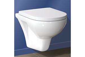 AM.PM WC suspendu sans rebord FlashClean avec abattant à fermeture automatique en céramique Blanc, WC moderne sans bord de chasse d'eau pour salle de bain, wc suspendu sans bride Hit