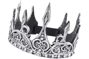 HAPPYYAMI Happyyyami Royal Crown King da uomo, in PU, per principessa, corone e diademi pieni, rotondi, medievale