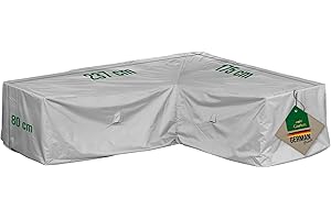 MEHR GARTEN Funda protectora para sofá esquinero de jardín (asimétrico) | 237 x 175 x 80 cm | Poliéster tejido Oxford 600D, color: gris