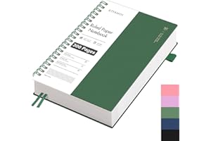 ‎EMSHOI EMSHOI A4 Notizbuch, Collegeblock A4 Liniert, Notizblock 300 Seiten /150 Blatt Zum Schreiben, 100 GSM Papier, PVC Hardcover, für Arbeit Büro Schule 21.5 x 27.9 cm -Tintengrün