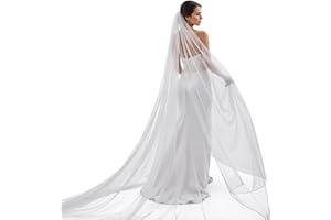 HAIFAFAFAING Velo de novia largo blanco de 1 nivel, velos de tul catedral con peine, 118 pulgadas de longitud, accesorios para el cabello de novia para novias y mujeres, Blanco, Talla única