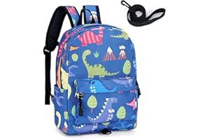 LESNIC Mochila para Niños Guarderia Niño Mochila Anti Perdió Dinosaurio Mochila Escolar con Correa de Arnés de Seguridad Mochila Escolar Infantil Bebe (Azul oscuro)…