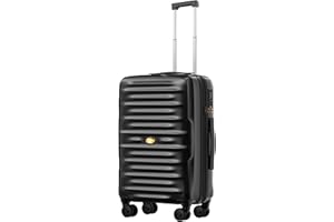 MGOB Koffer Handgepäck Hartschalen Trolley Polycarbonat Leicht Reisekoffer mit TSA-Schloss, 55x36x21cm, Schwarz