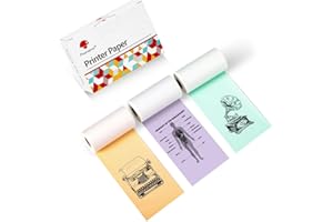 Phomemo Printer Paper - M02/M02Pro/M02S/M03/M03AS/M04S/M04AS Mini Sticker Printer Paper, Green/Purple/Orange Mini Bluetooth Pinter Paper - 50mm x 3.5m Self-Adhesive Sticker Paper, 3 Rolls
