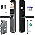 Makayuron Smart Door Lock, Cateye ，Fingerprint ，Keyless Entry with Handle - Electronic Digital Lock with Keypad - TuyaWiFi battery included (S07, Black)