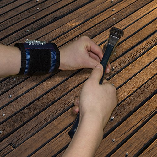 Magnetisches Armband – Diealles Magnetische Pickup-Kit für Halten Schrauben, Nägel, Kleine Werkzeuge, Bolzen & Mehr (Blau),35x9cm - 5