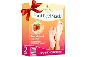 PLANTIFIQUE Masque Pied Peeling Pêche 2 PAIRES | Chaussette Exfoliante Pieds très Secs et Abîmés | Gommage Callus Soin Peau Morte | Foot Peel Mask