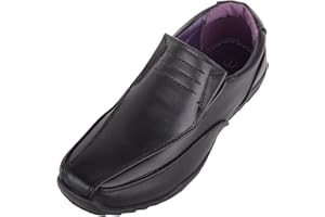 ABSOLUTE FOOTWEAR Childrens Kids Juniors Boys Formal Faux Leather Slip On Padded School Wedding Shoes