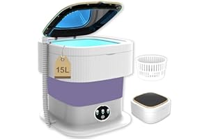 LIROPAU Portable Mini Waschmaschine, 15L Camping Waschmaschine Mini Mit Schleuder, Tiefenreinigung von Unterwäsche, Babykleidung, Socken für Wohnungen, Schlafsäle, Reisen, Tourenwagen